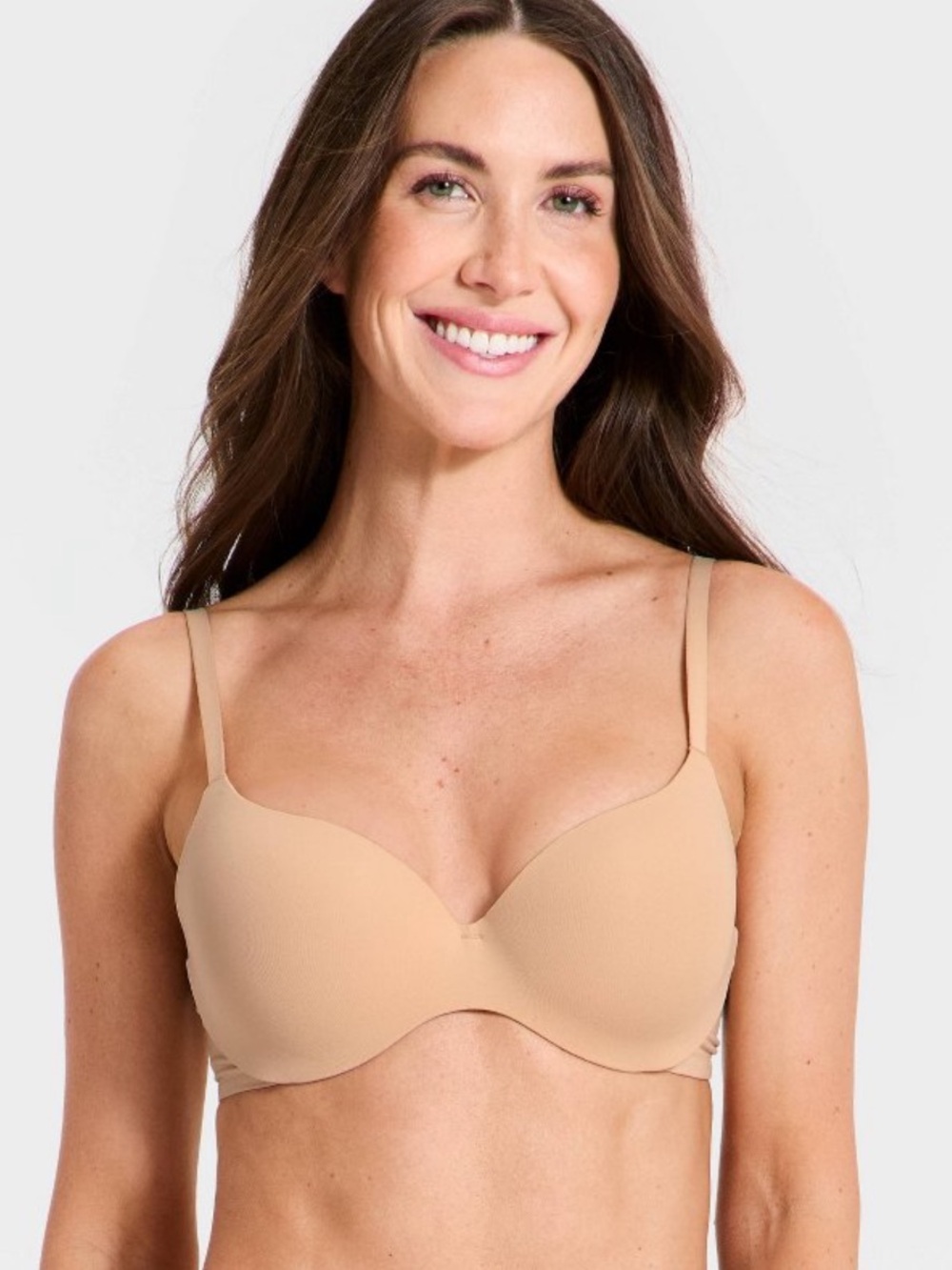 Auden Luxe Stretch Comfort Wire Demi Bra Pearl Tan NWT 34DD